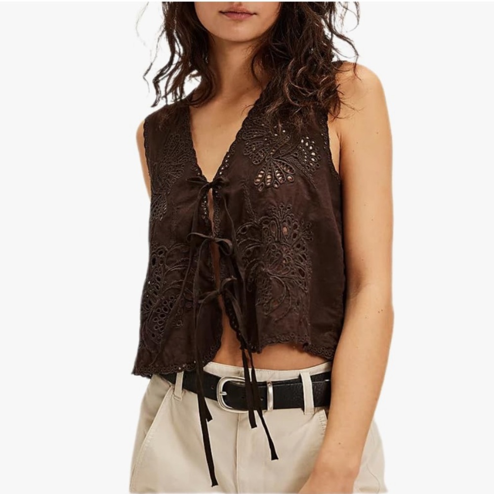 Black Lace-Up Top
